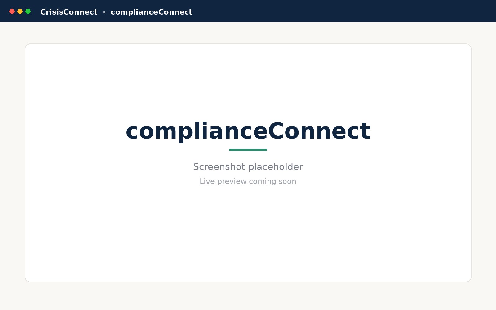 complianceConnect in CrisisConnect