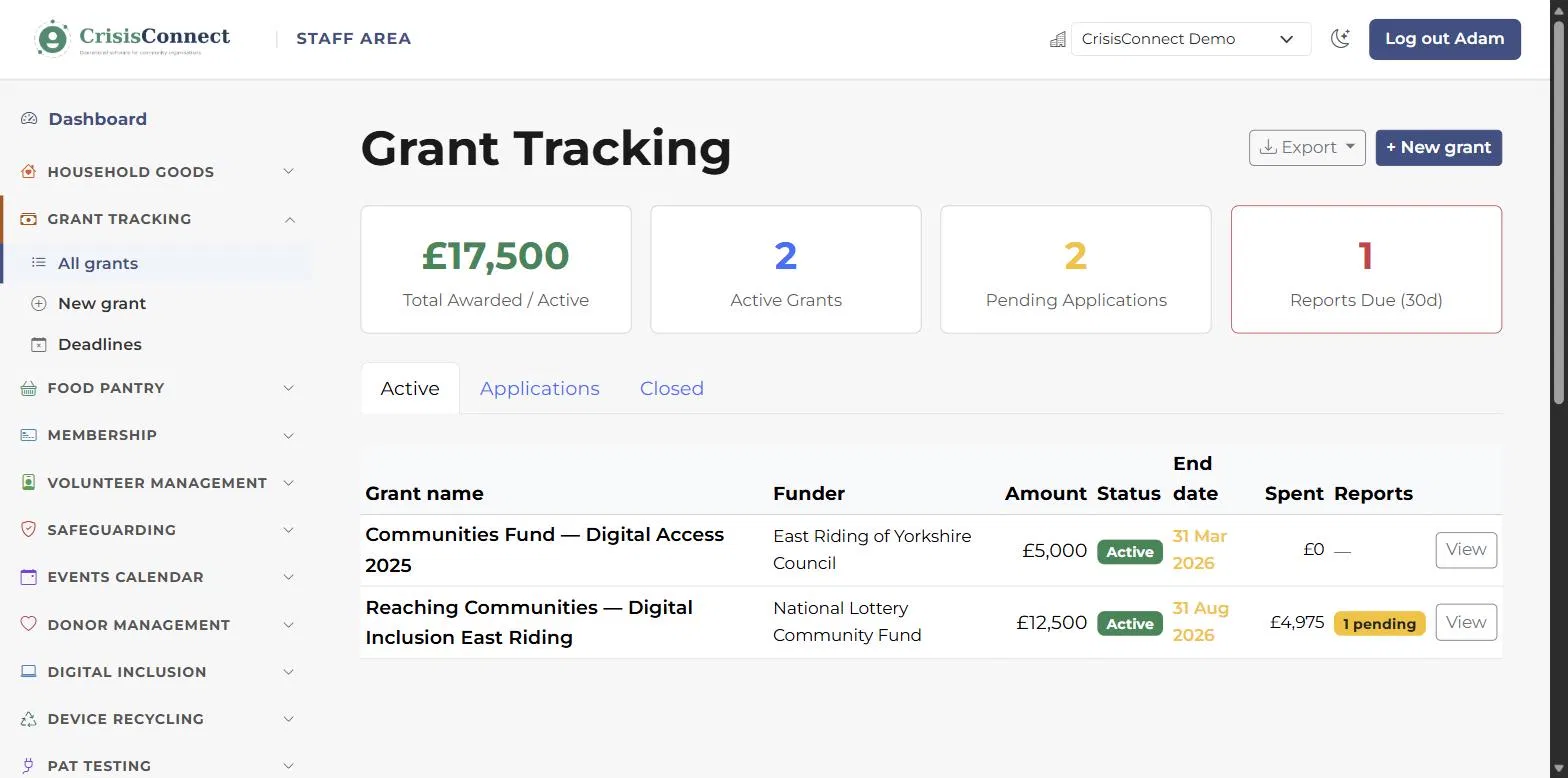 grantConnect in CrisisConnect