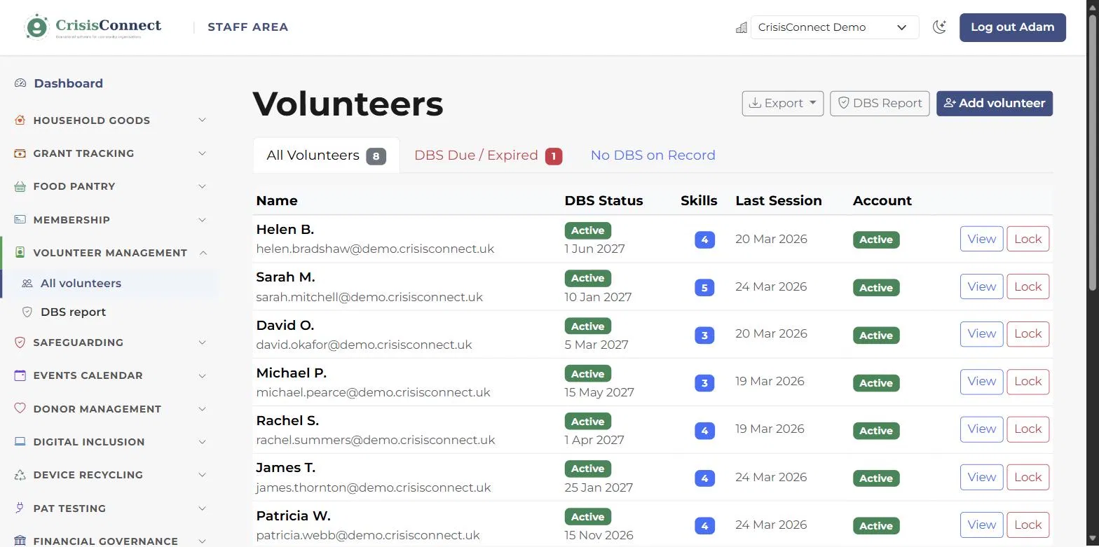 volunteerConnect in CrisisConnect