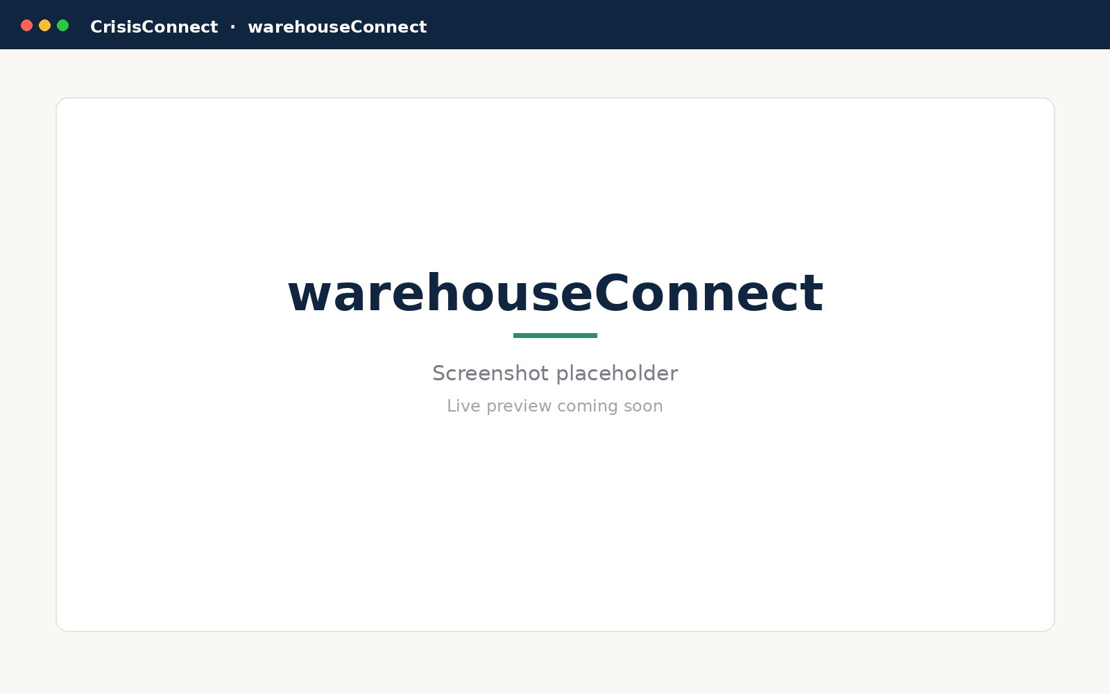 warehouseConnect in CrisisConnect